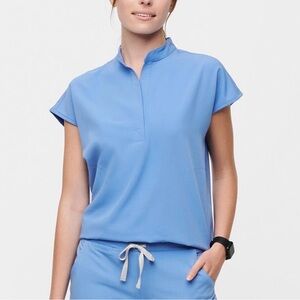 Figs Rafaela Women's Blue Short Sleeve Top